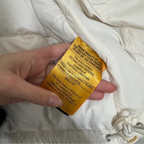 North Face White Nuptse Down Teddy Puffer Jacket Size L - Picture 9 of 10